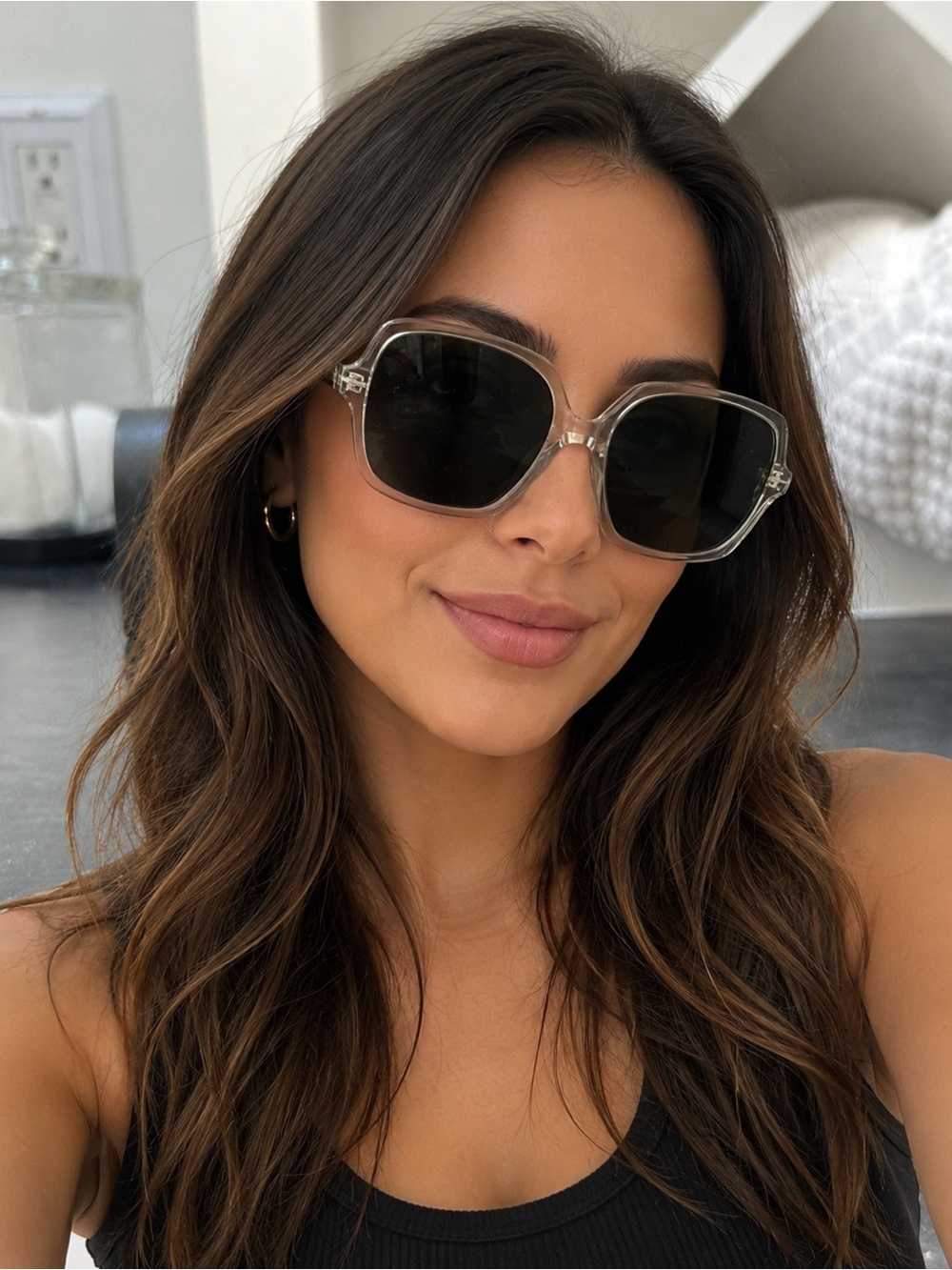 Saint Laurent Clear Frame Sunglasses with Dark Green Lenses
SL591 003